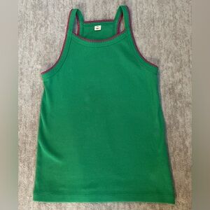 Kids Green Tank Top with Pink Trim